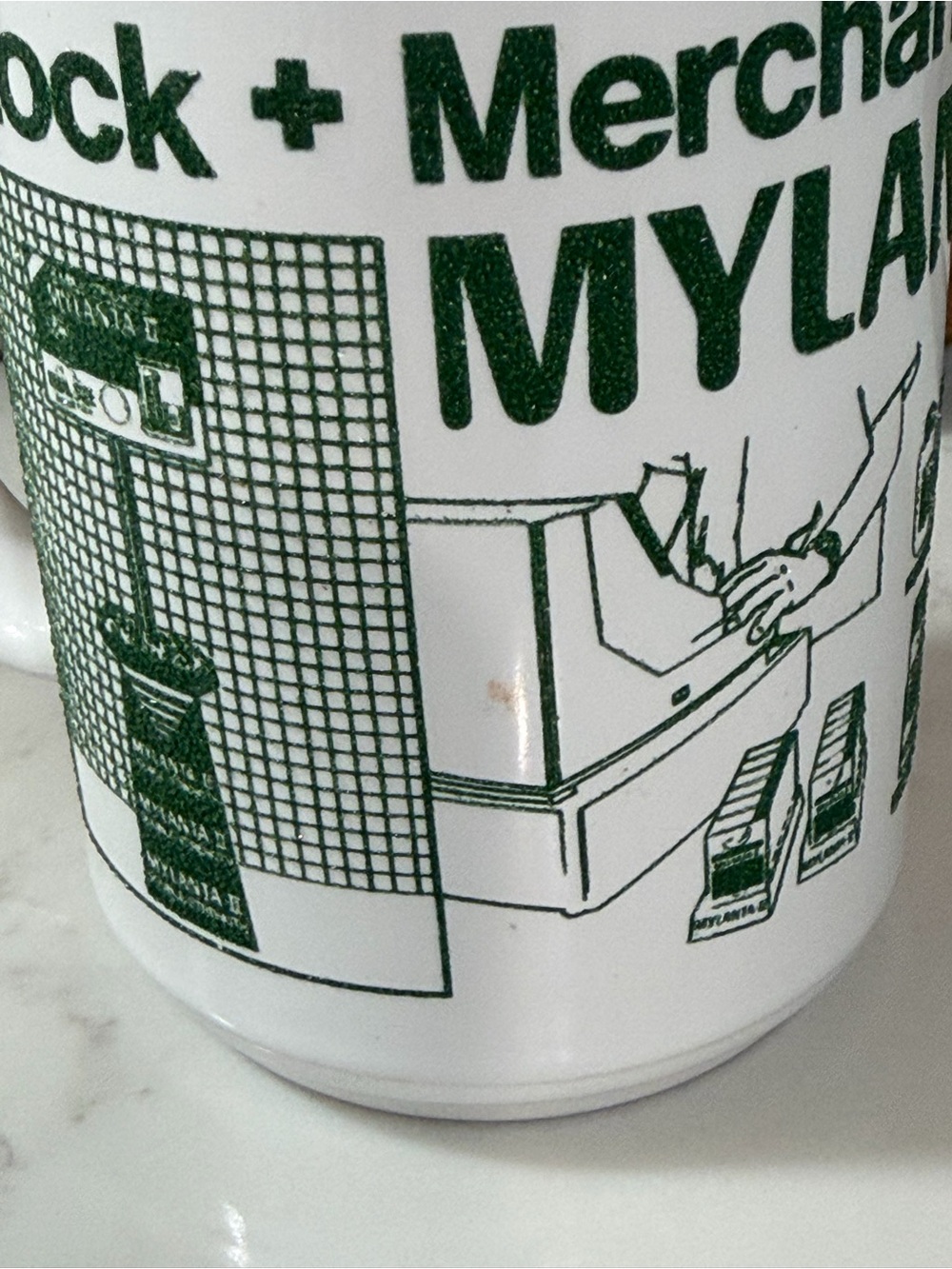 Vintage Pharmaceutical Mylanta-II Promotional White and Green Ceramic Mug - Picture 4 of 7